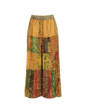 NWT Young Threads XL Patchwork Boho Pants Wide Leg Hippie Festival Camel